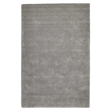 Kasbah KB2025 Modern Plain Geometric Hand-Carved Block Lines Wool Grey Rug-Think Rugs-Rug Love - The Most Loved Rug Store